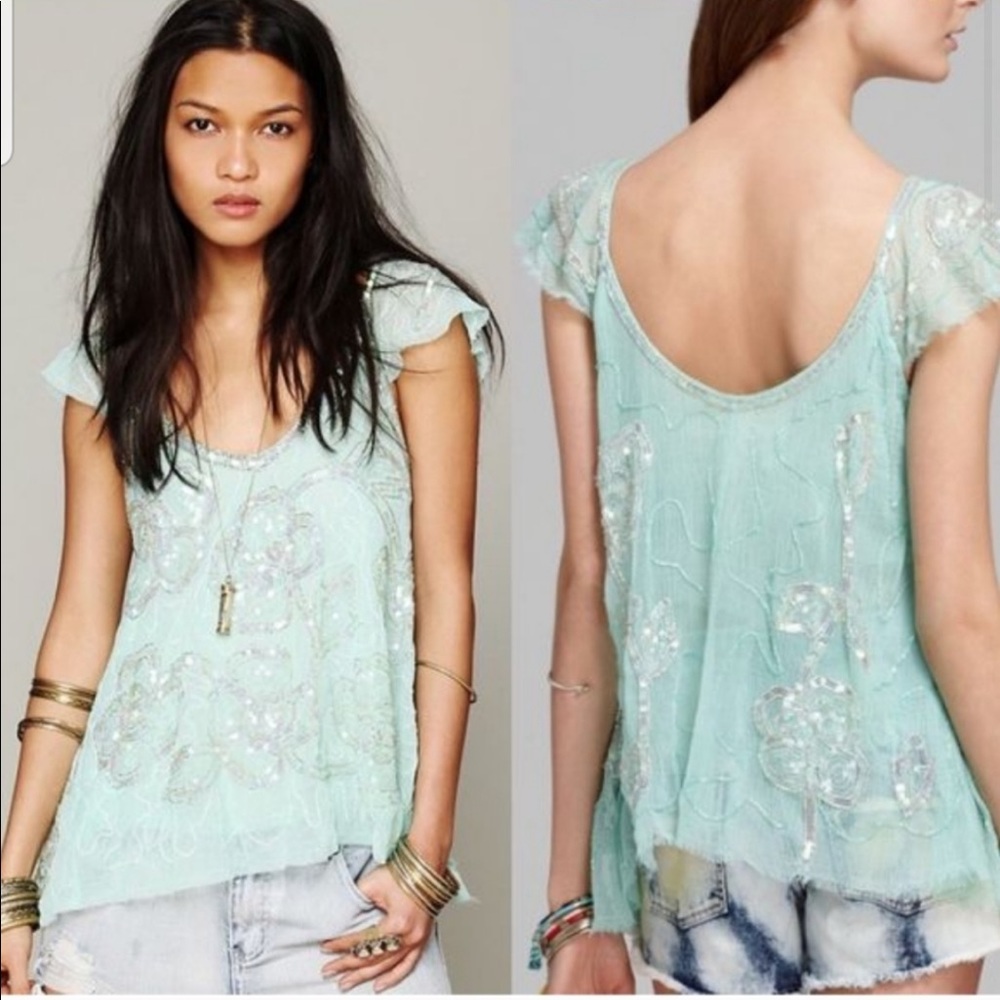 Free People Tristan Treasure Beaded Sequined Tank
